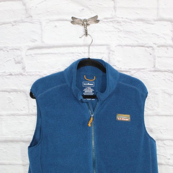 LL Bean Blue Polyester Zip-up Sweater Fleece Vest Size L Tall - Picture 2 of 9